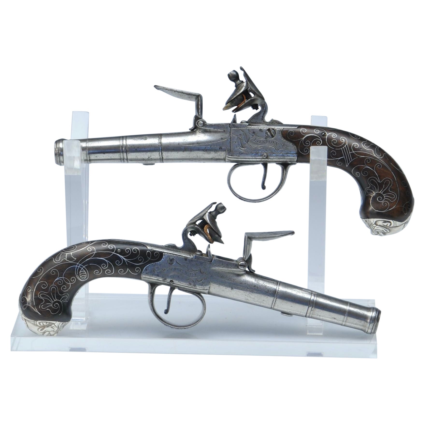 Pair Of Cannon Barrel Pocket Pistols By Turvey 