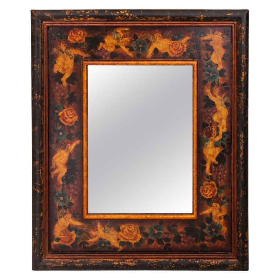 Decoupage Decorative Cherub Mirror, 20th C For Sale