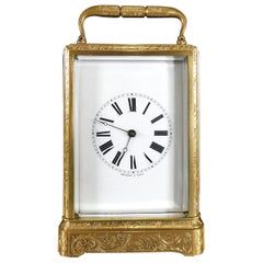 Antique Fine Engraved Striking Carriage Clock by Bolviller