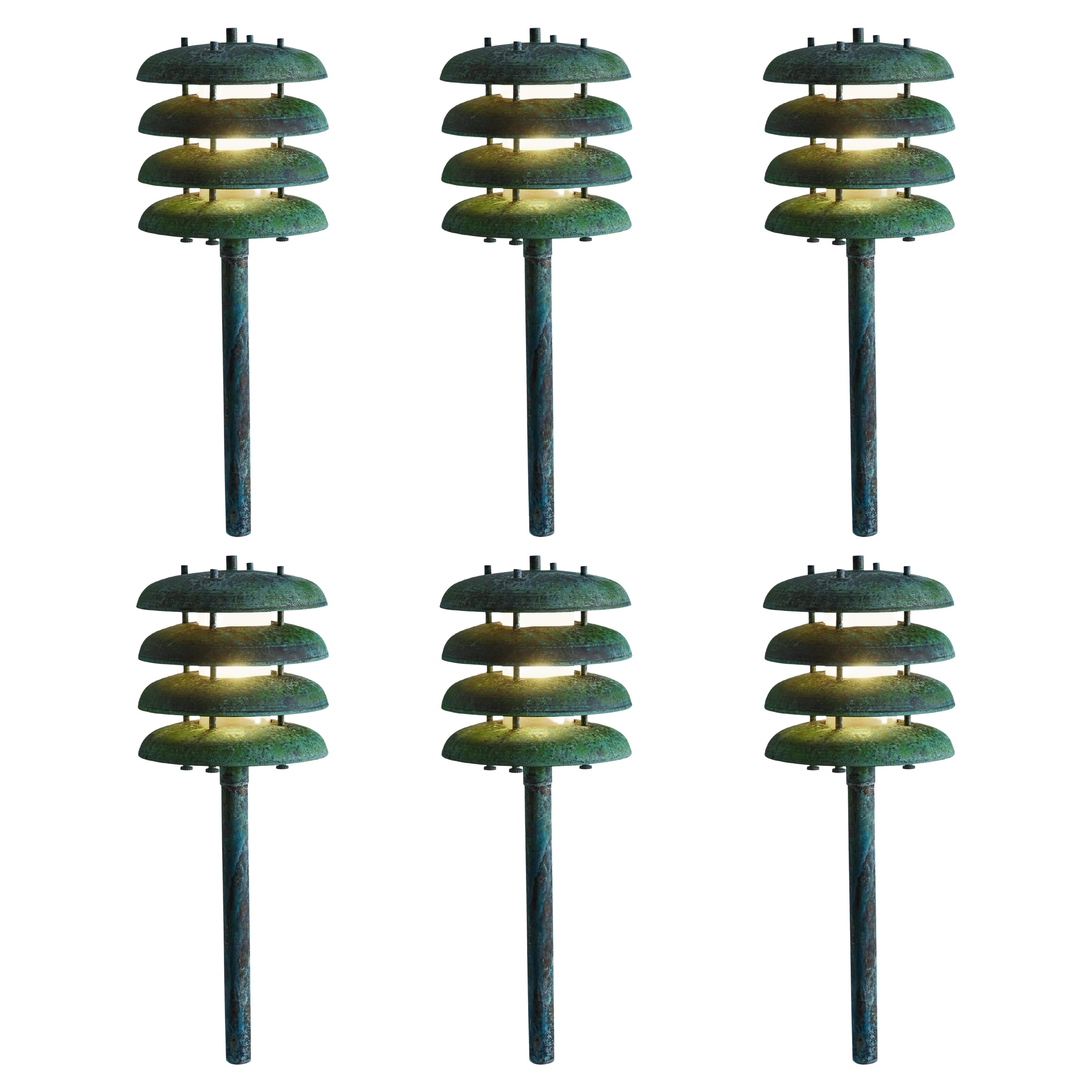 'Gibson' Verdigris Patinated Outdoor Bollard Light by Gary Gibson