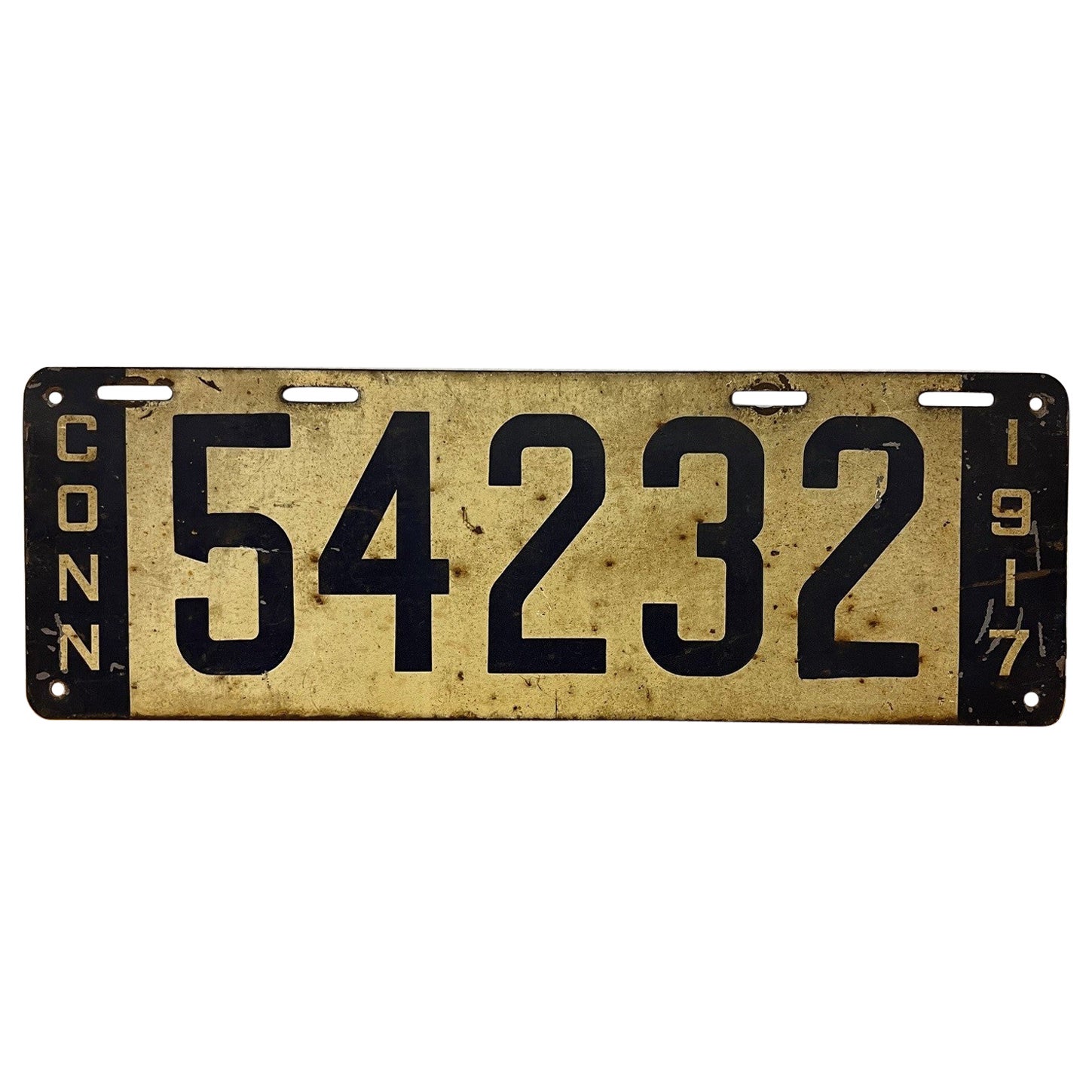 Antique Original 1917 Connecticut Automobile License Plate For Sale