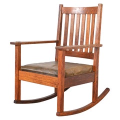 Stickley Brothers Antique Mission Oak Arts & Crafts Rocking Chair, Circa 1900