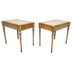 Pair of Louis XVI Style Side Tables With Leather Tops by F & G Furniture, 1950s