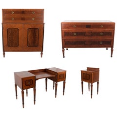 Used 4-Piece Federal Bedroom Set: Vanity, End Table, Dresser, Chest of Drawers