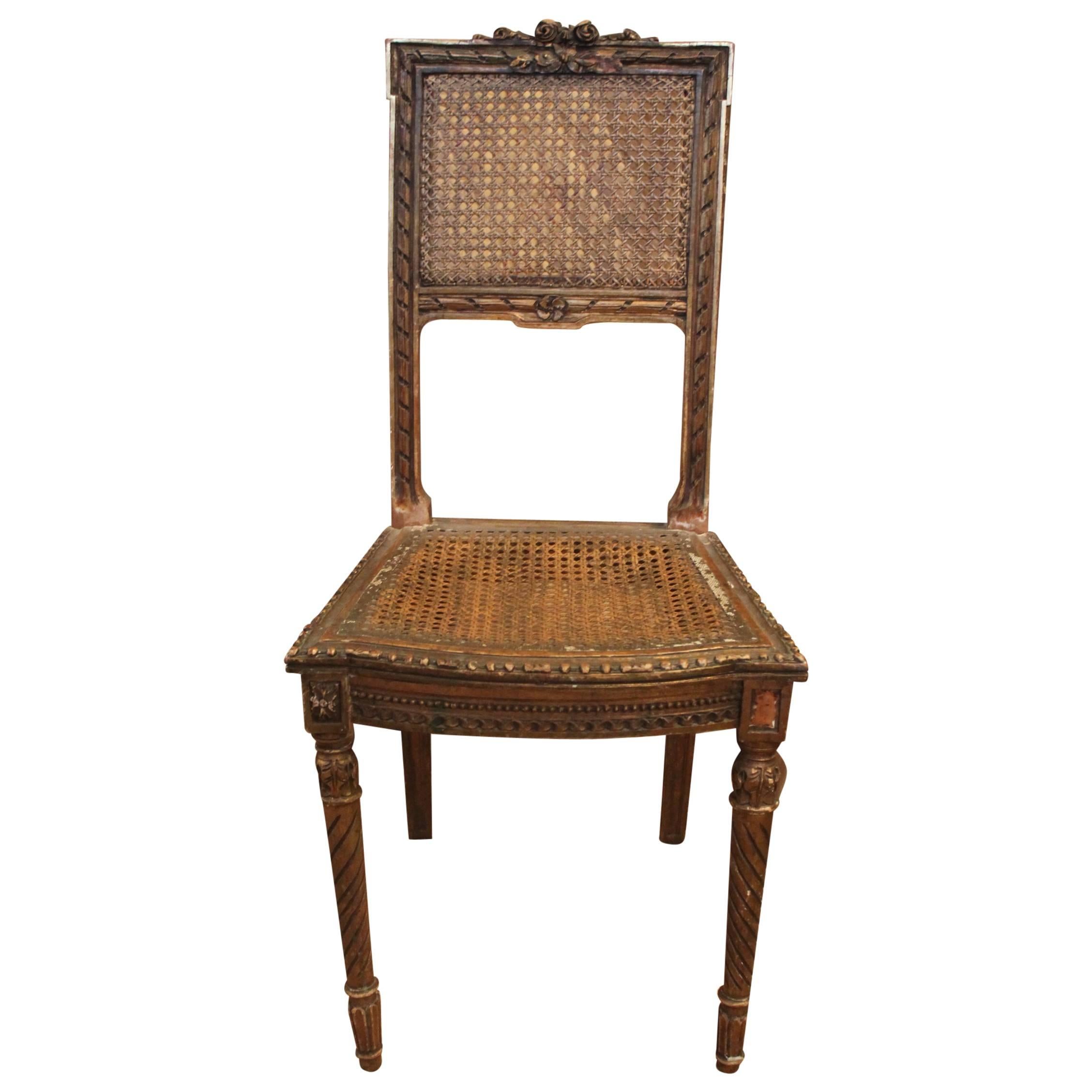 19th Century French Cane Vanity Chair For Sale