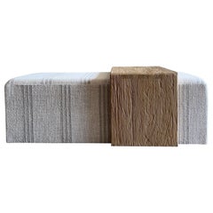 Windsor Cocktail Ottoman with Elm Wood Waterfall Table 