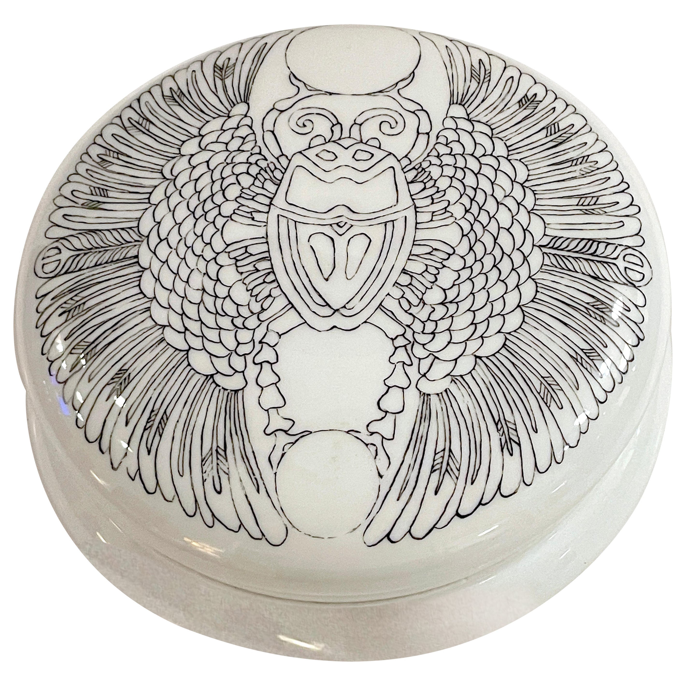T&V Limoges Blanco y Negro Egiptomanía Caja Motivo Escarabajo en venta