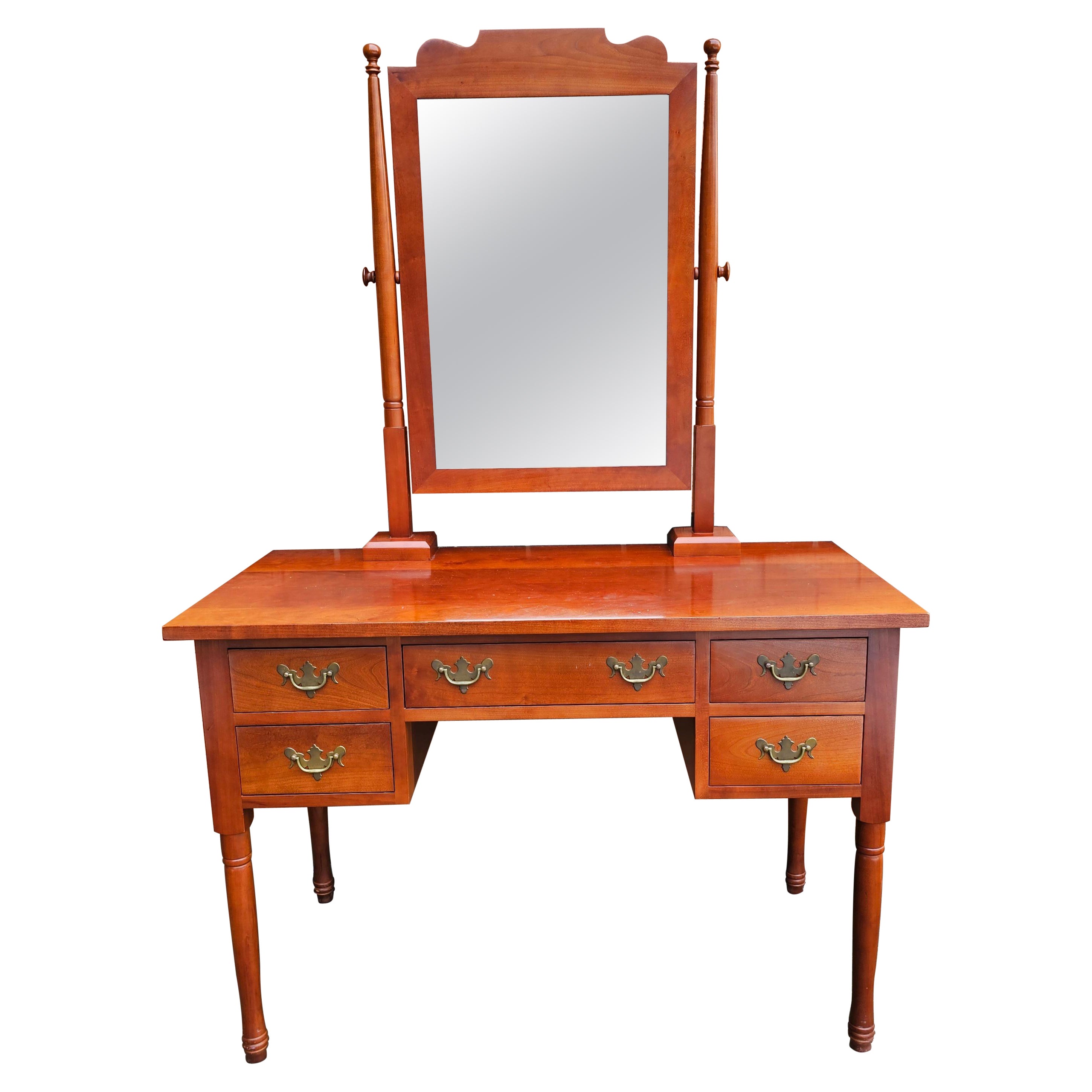Clore Fine Furniture Cherry Vanity Table With Mirror For Sale