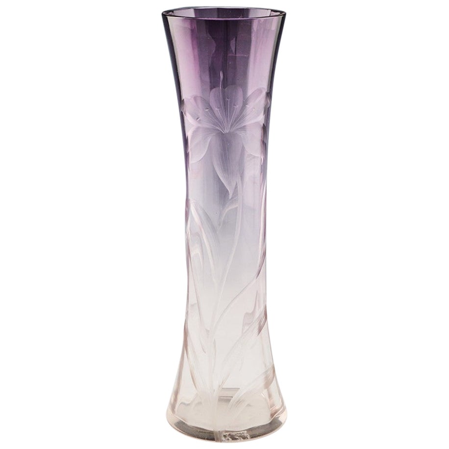 Moser Intaglio Cut Amethyst Vase c1902 For Sale