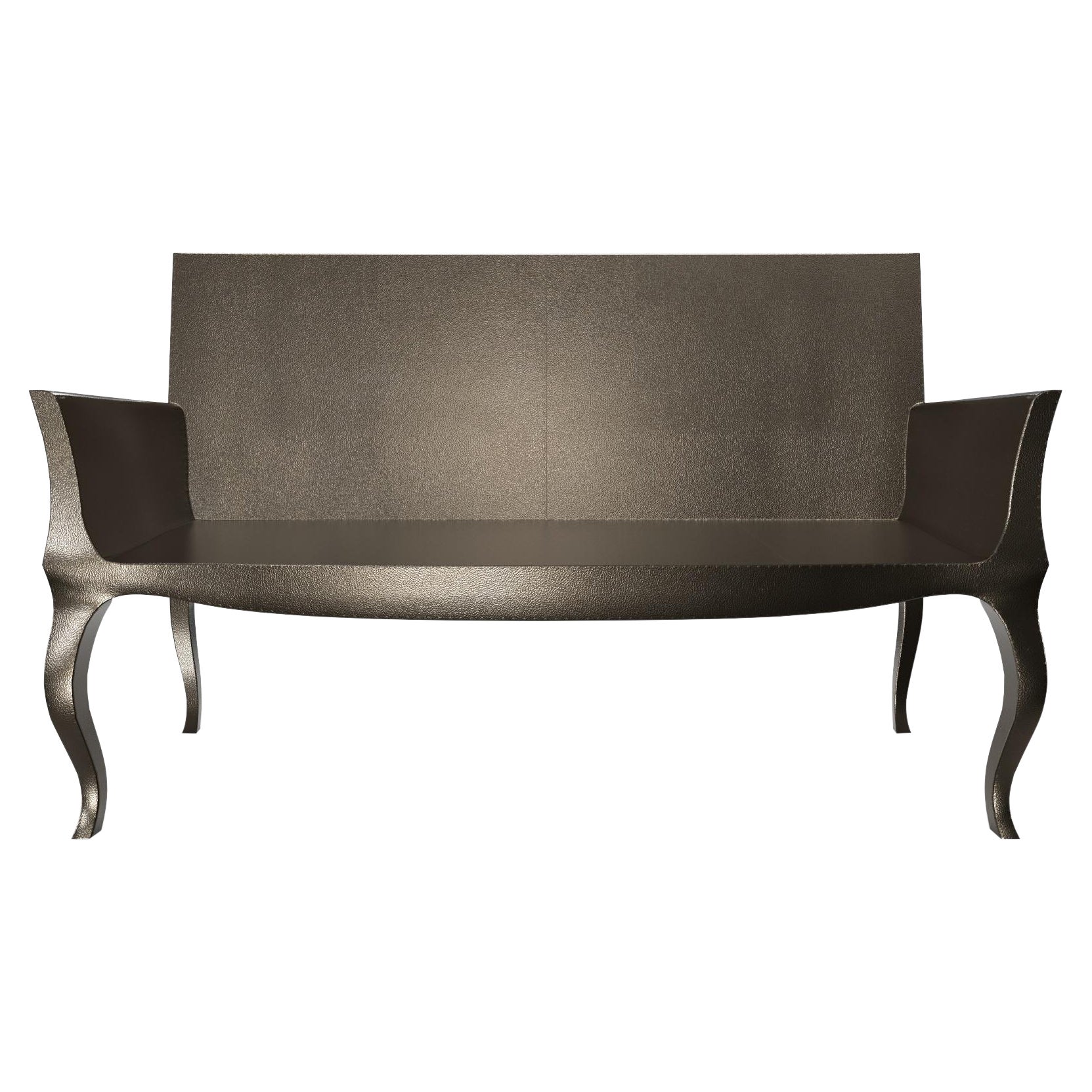 Louise Settee Art-déco-Bänke aus fein gehämmerter antiker Bronze von Paul Mathieu im Angebot