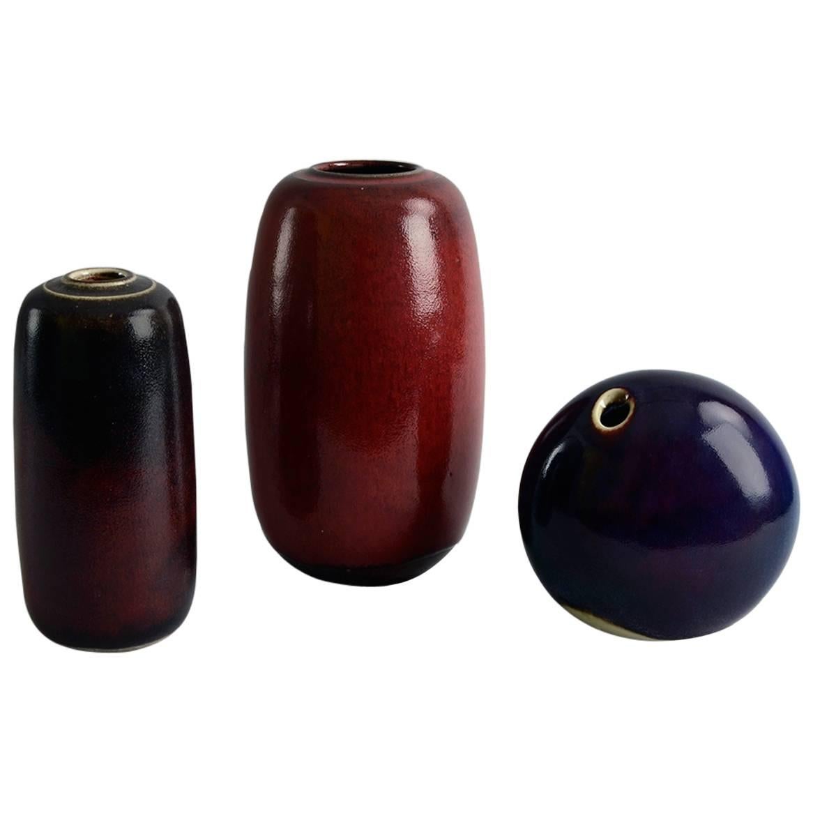 Three Vases with Oxblood Glaze by Edouard Chapallaz For Sale