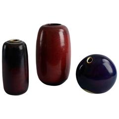 Three Vases with Oxblood Glaze by Edouard Chapallaz
