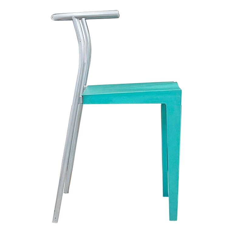 Postmoderner Dr. Glob Akzentstuhl Philippe Starck Kartell 80er Jahre Türkis + Silber! im Angebot