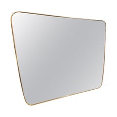 Handsome Large and Stylish Framed Mid Century Brass Mirror, Italy