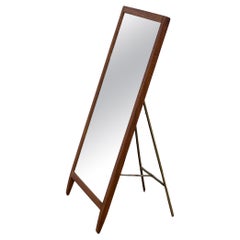 Table mirror in teak and brass by Hans-Agne Jakobsson, Sweden, 1950s