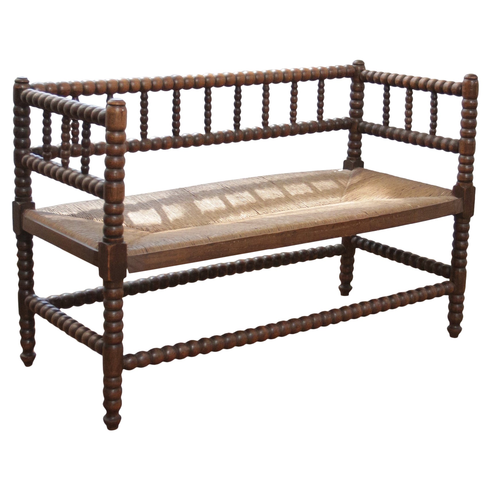 Antique Bobbin Bench A Blend of Craftsmanship and Heritage Rush Woven seat