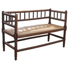 Antique Bobbin Bench A Blend of Craftsmanship and Heritage Rush Woven seat