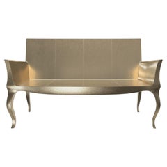 Louise Settee Art Deco Benches in Fine Hammered Brass by Paul Mathieu