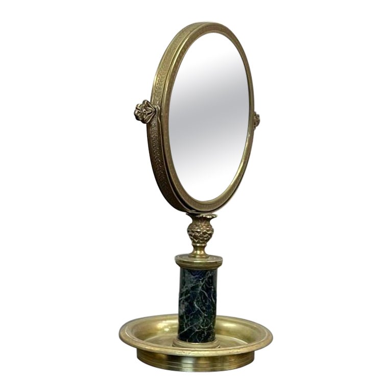 Ornate French Gilded Bronze & Marble Dressing Mirror C1880 For Sale