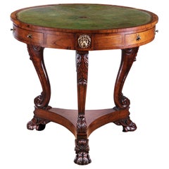 Table à tambour en bois de rose de style Régence du début du 19e siècle 