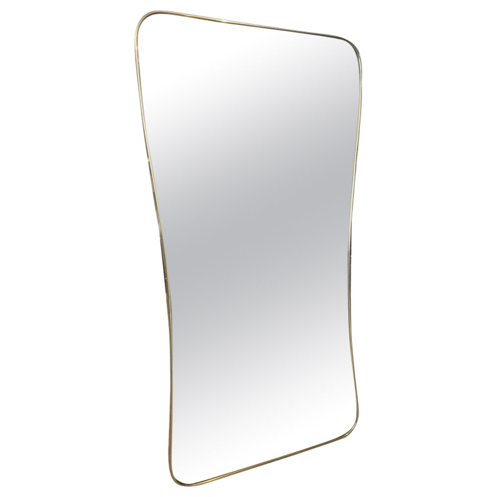 Large Midcentury Brass Mirror-Italy For Sale