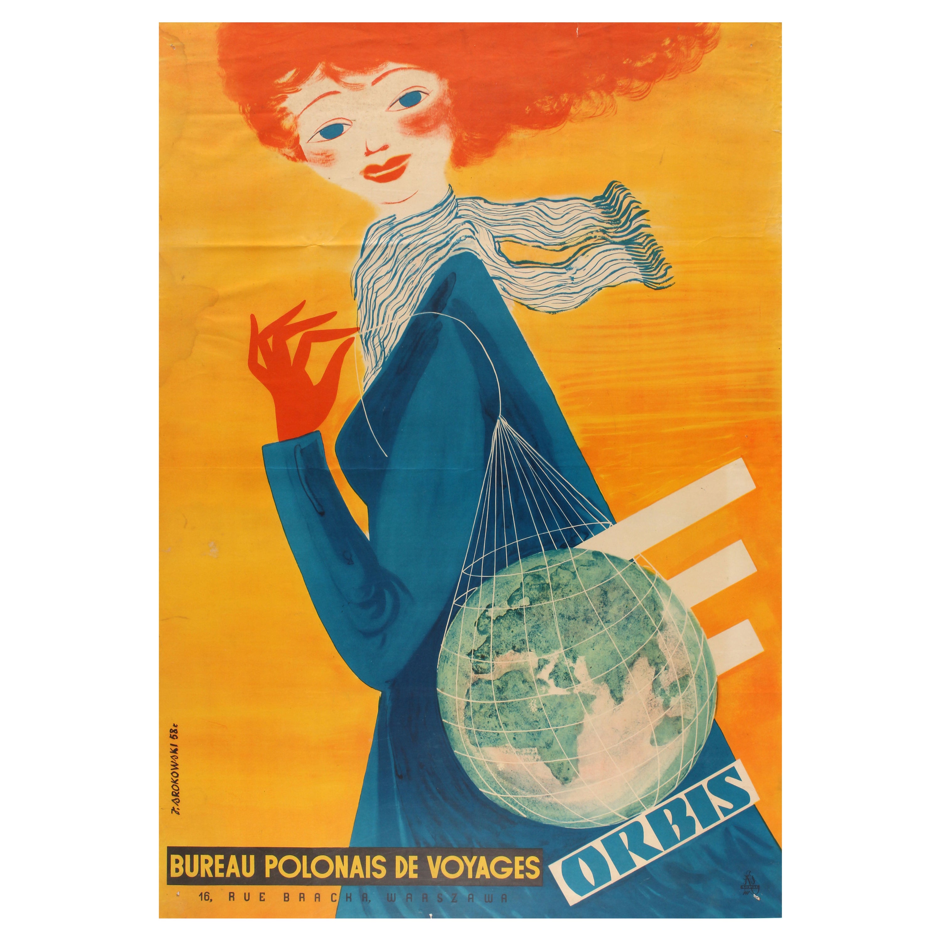 Original Vintage Advertising Poster Orbis Polish Travel Office Srokowski Polska For Sale
