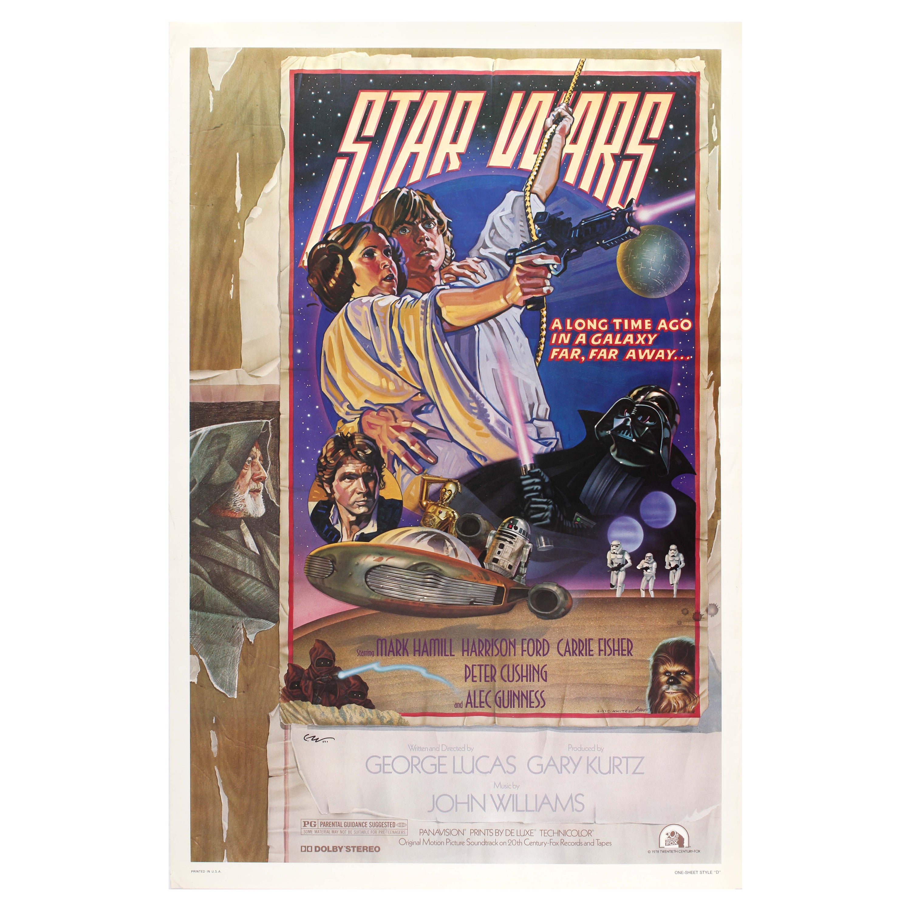 Original Vintage Movie Poster Star Wars Saga Episode IV A New Hope Style D  For Sale