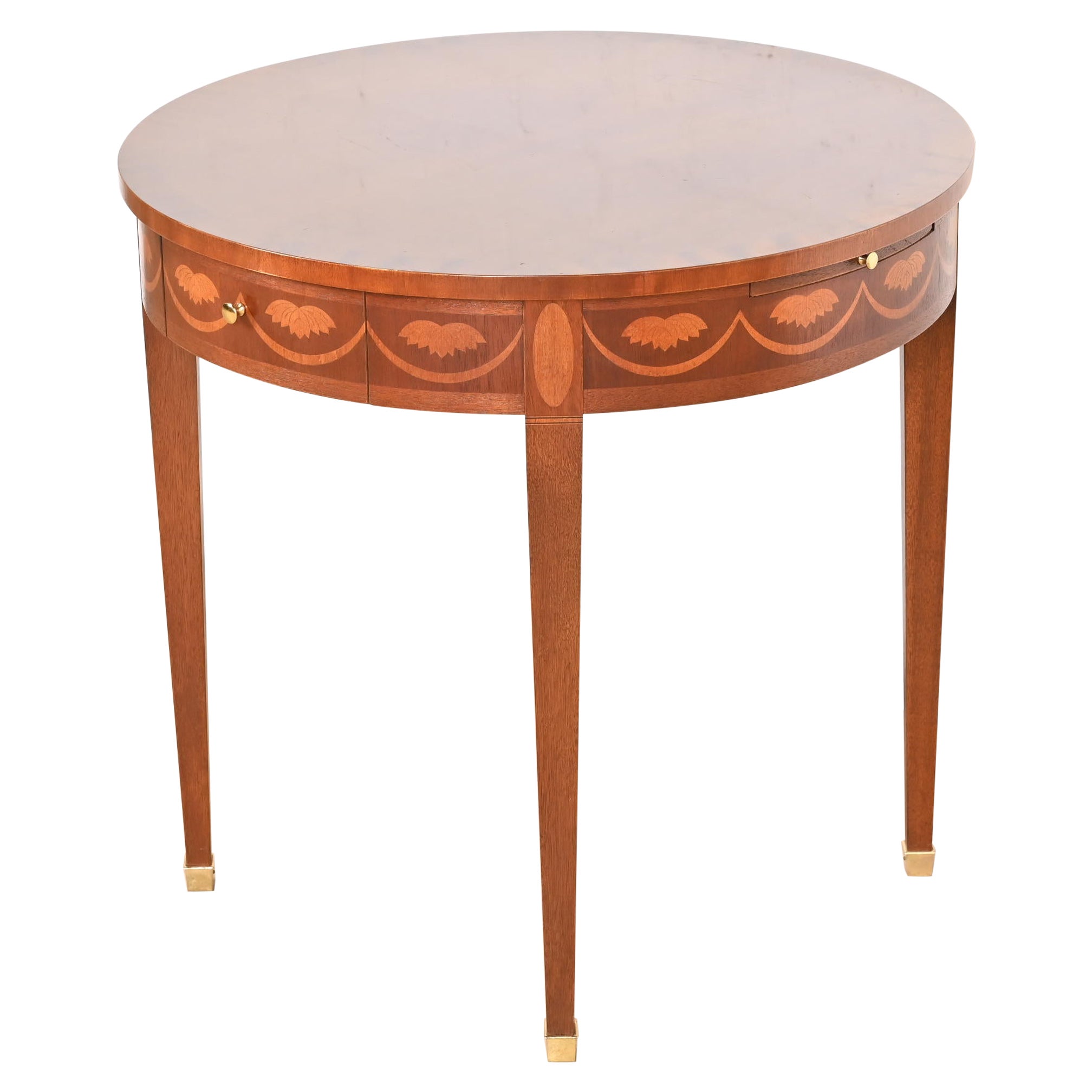 Baker Furniture Federal Inlaid Mahogany Tea Table or Occasional Side Table For Sale