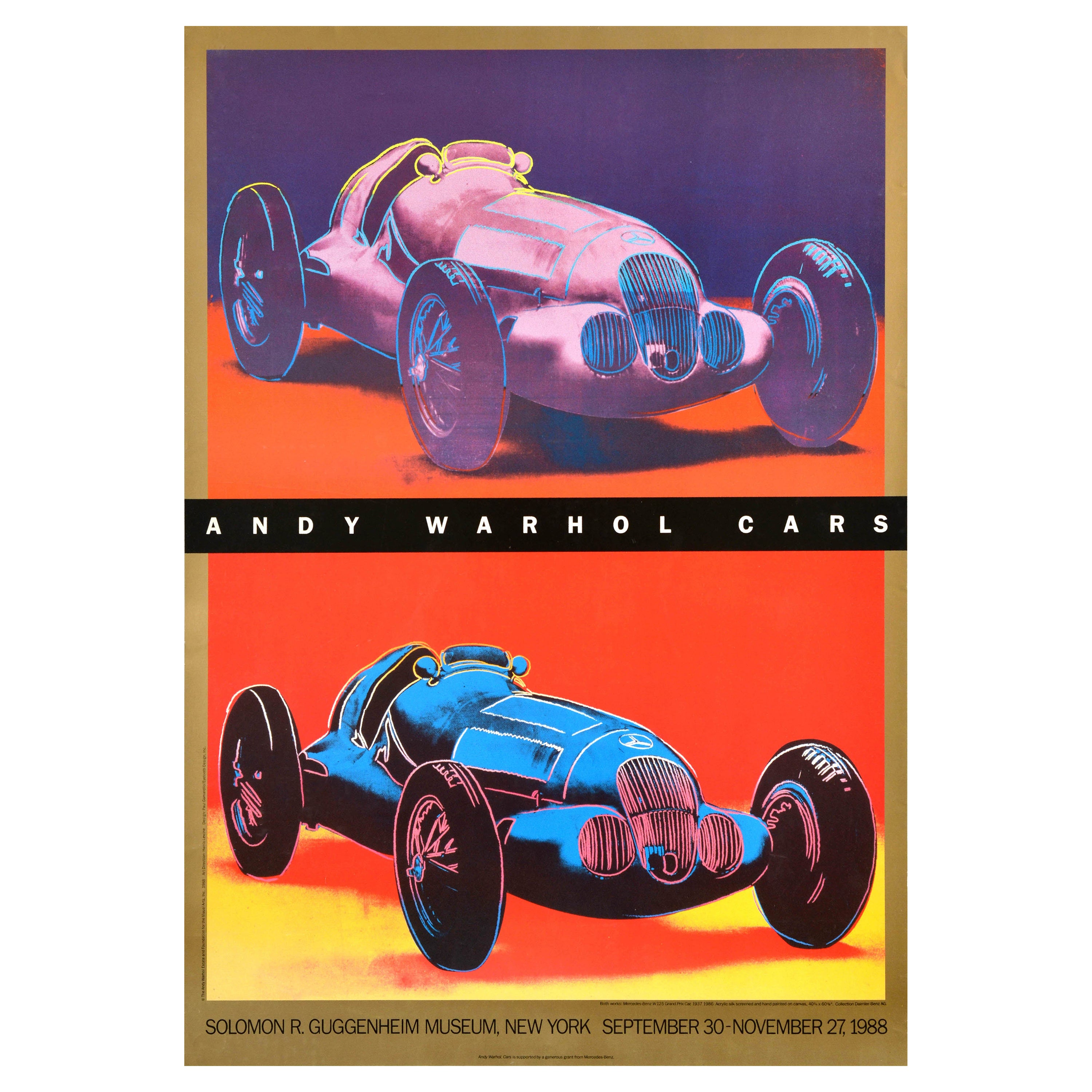 Affiche publicitaire originale Andy Warhol Cars Mercedes Benz Guggenheim