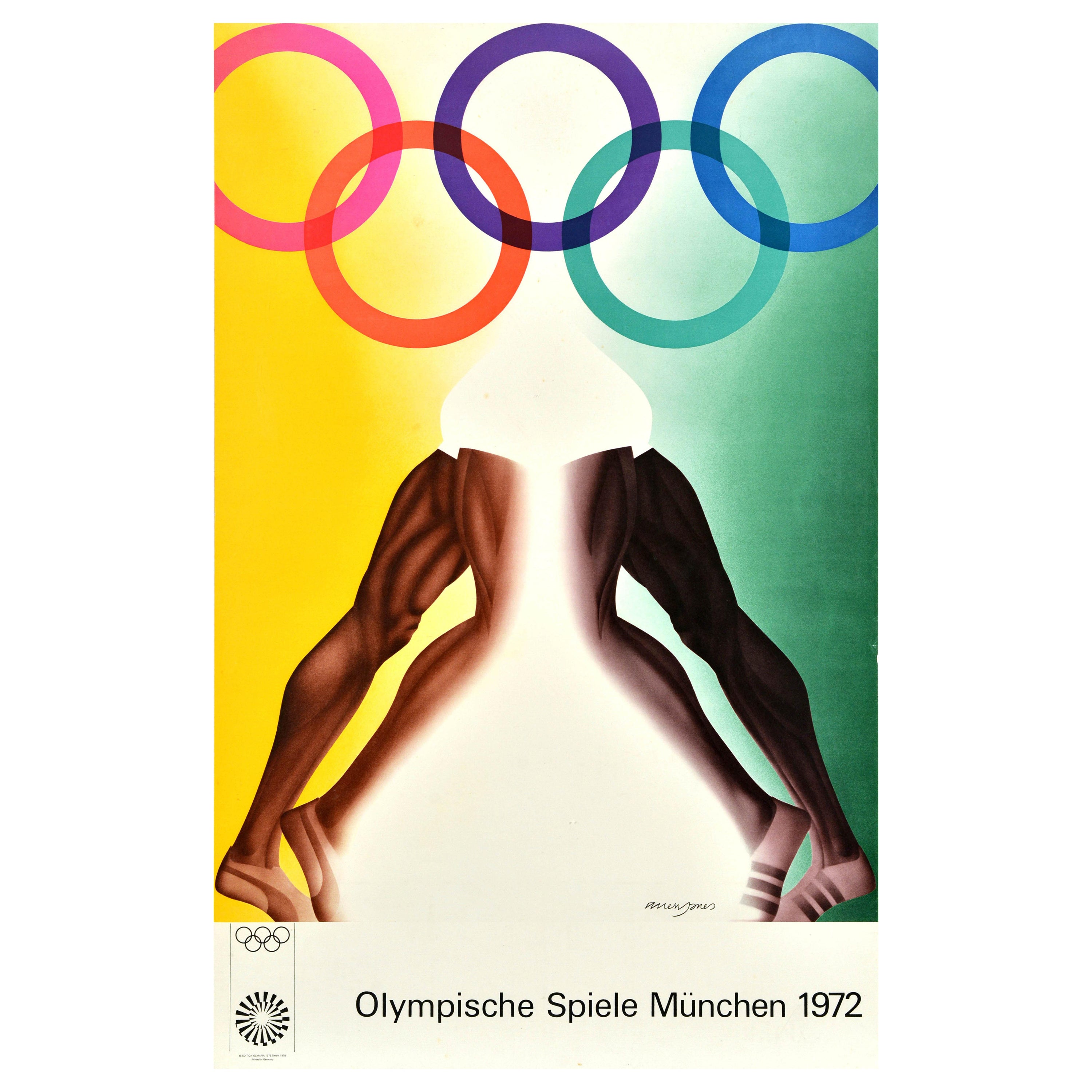 Original-Vintage-Sportplakat Münchener Olympische Spiele 1972 Allen Jones