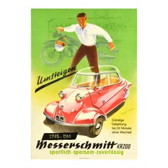 Original Vintage Car Advertising Poster Messerschmitt KR200 Kabinenroller Auto