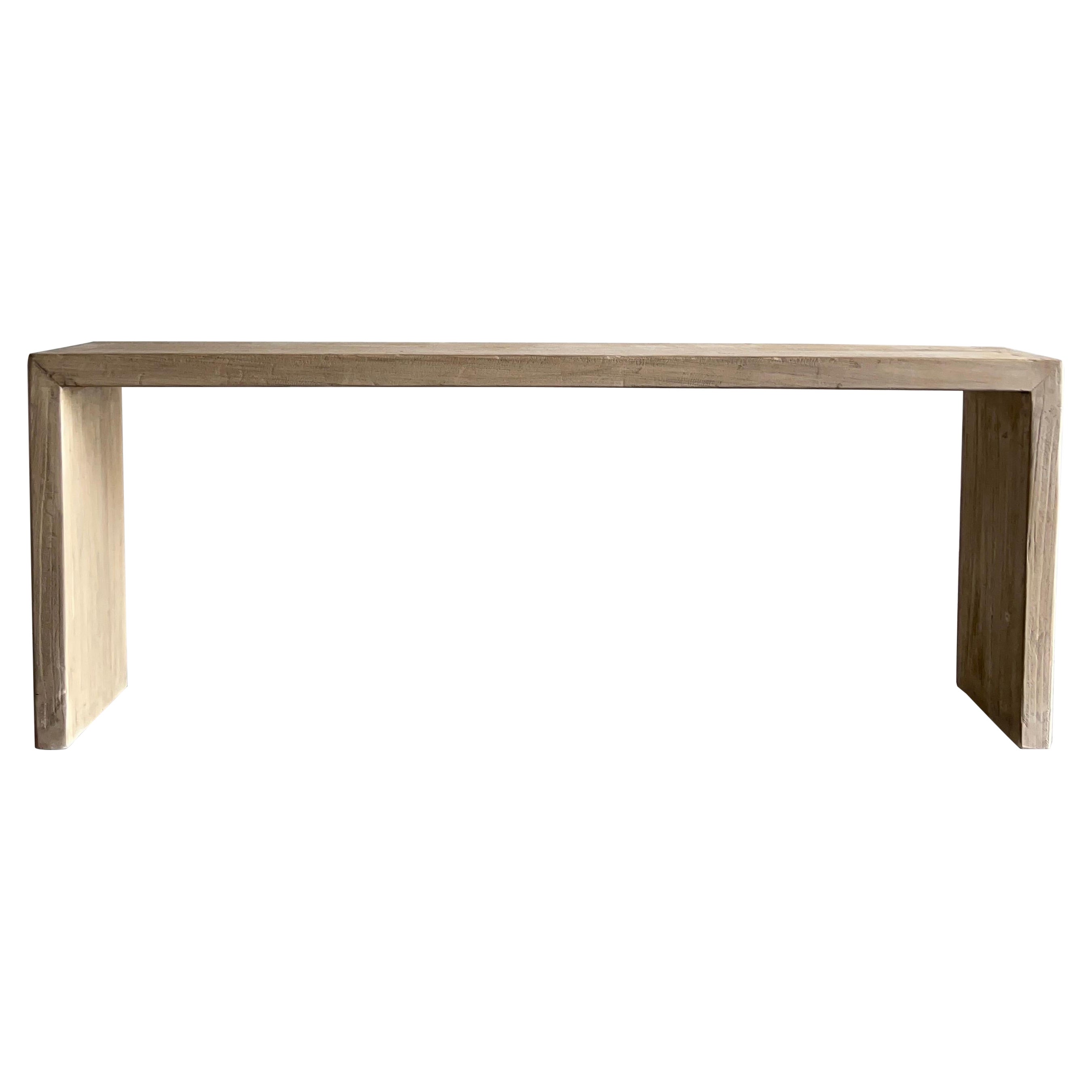 Modena Elm Wood Waterfall Console Natural For Sale