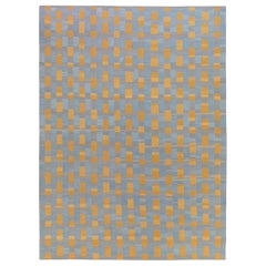 Blau-goldener Gometric Shiraz Flachgewebe-Teppich