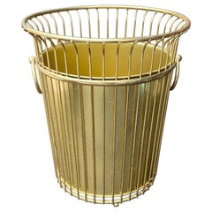 1960s Gold Wire Handled Wastebasket