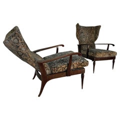 Pair of Reclining Wingback Armchairs attributed Paolo Buffa, 1950