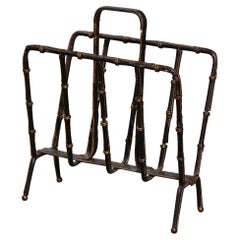 Used Mid-20th Century French Leather Magazine Rack by Jacques Adnet