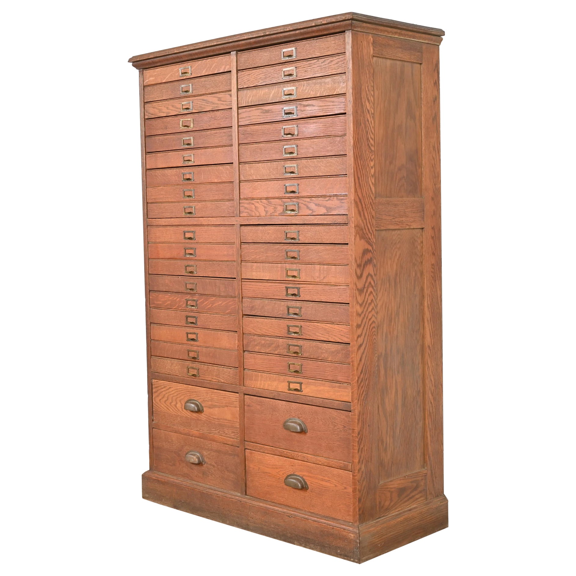 Antique Arts & Crafts Oak 40-Drawer File Cabinet or Chest of Drawers, Circa 1900 For Sale