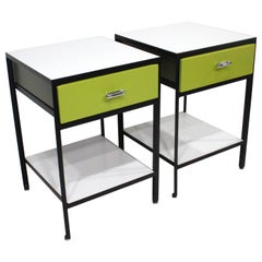 Paire de tables de nuit à cadre en acier George Nelson pour Herman Miller 