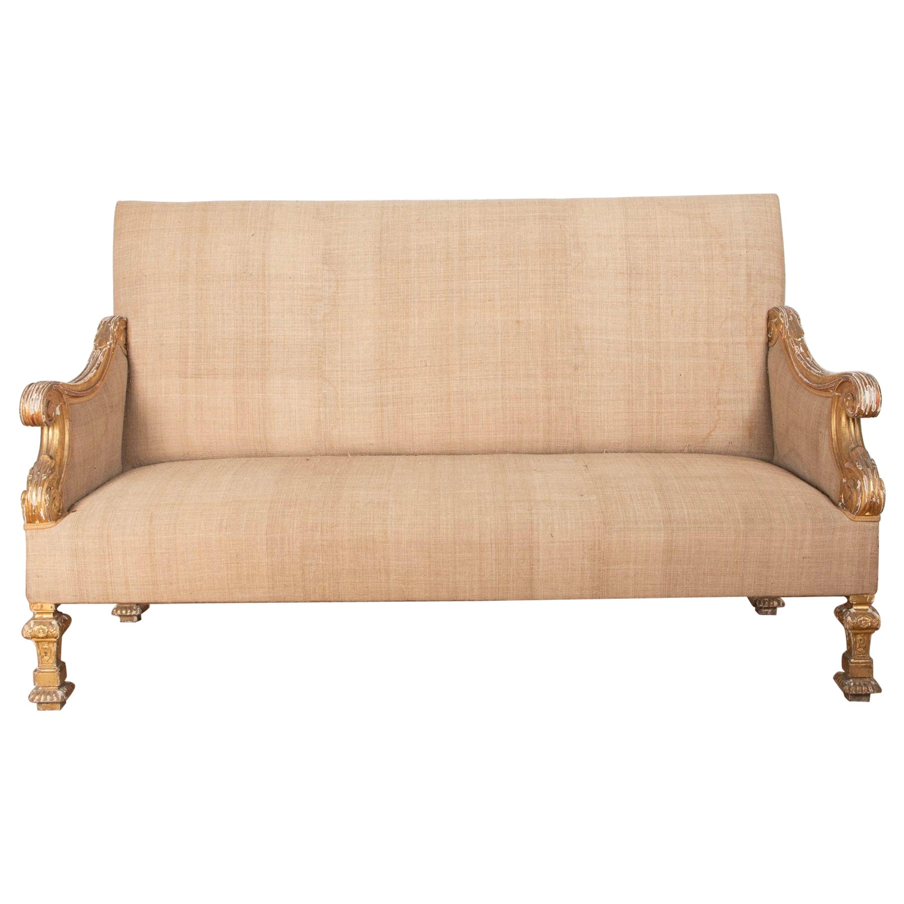 19th Century Louis XIV Style Giltwood Sofa For Sale