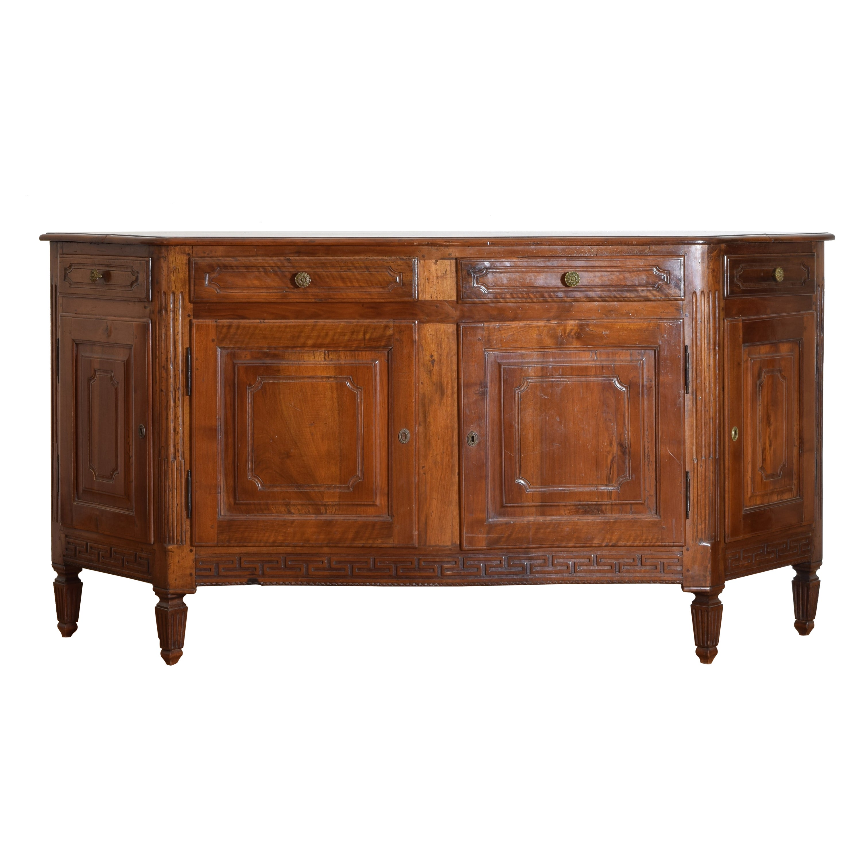 Italian, Parma, Shaped & Carved Walnut & Cherrywood Credenza, ca. 1800