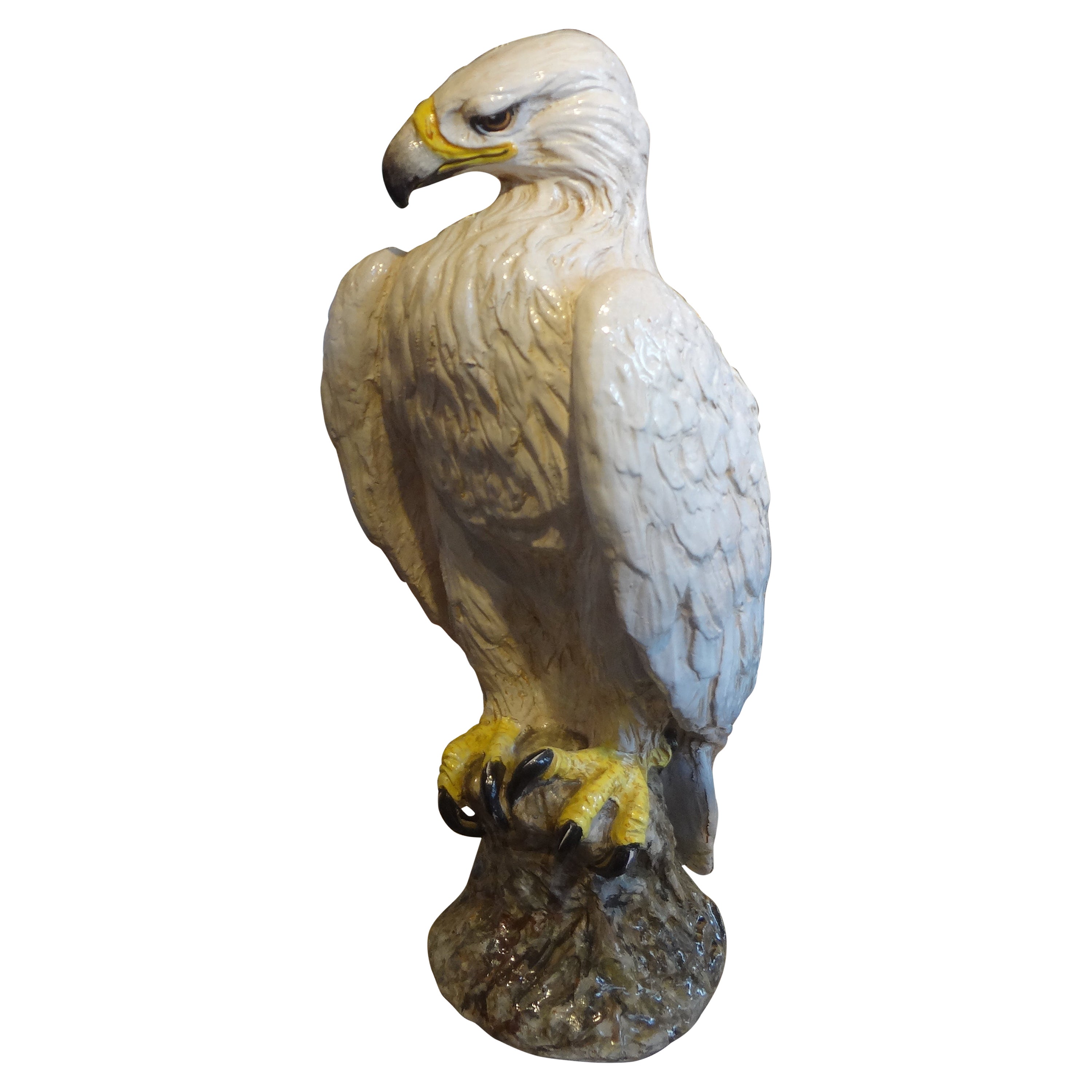Vintage Italian Glazed Terracotta Eagle Sculpture