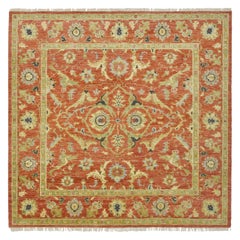 Square Rust Heriz Rug