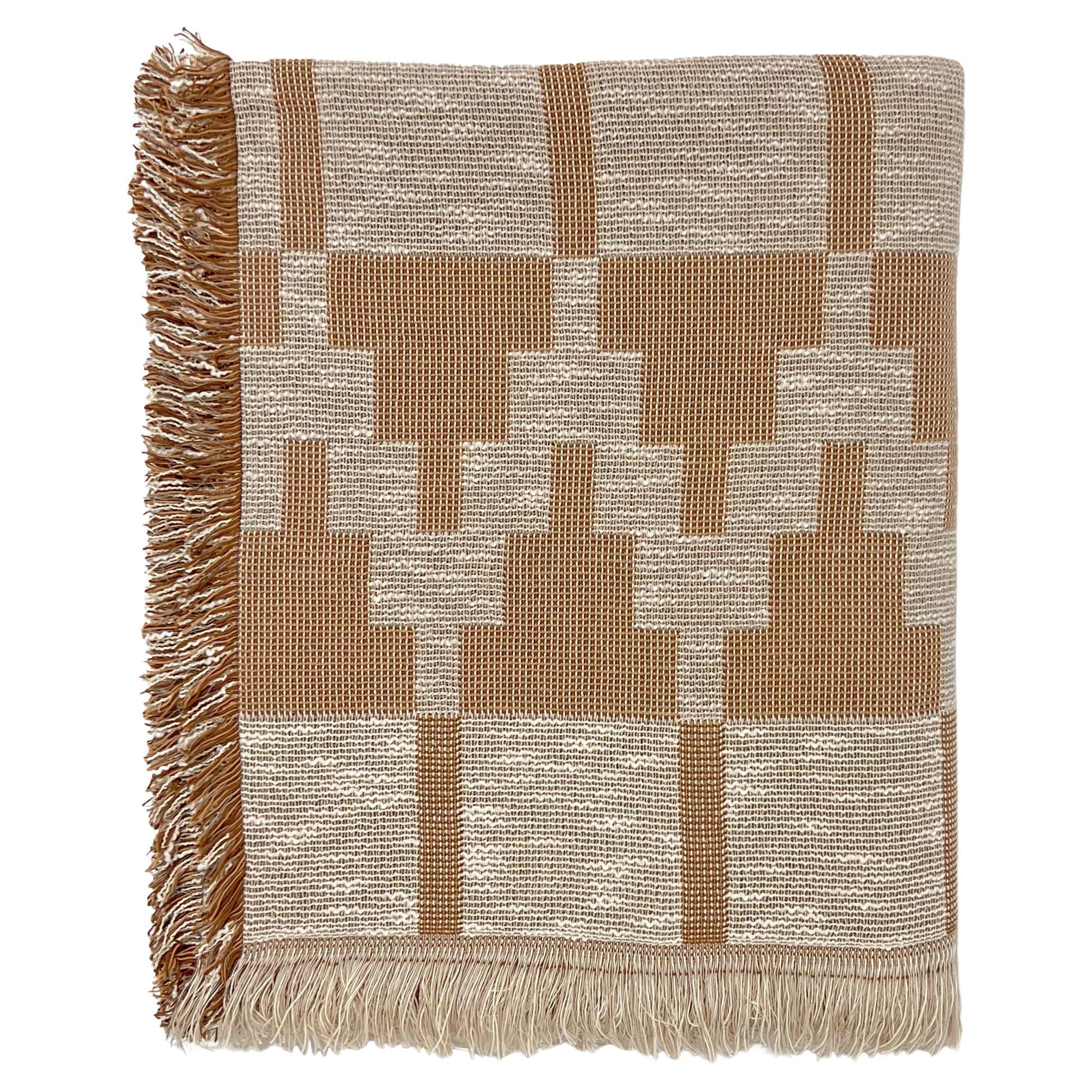 Patterned Woven Cotton Bedspread by Folk Textiles (Willa / Sand) For Sale