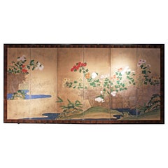 Antique Six-Panel Japanese Screen 