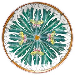 Retro ANDREA BY SADEK Porcelain Chinoiserie Famille Vert Bok Choy Butterfly Plate