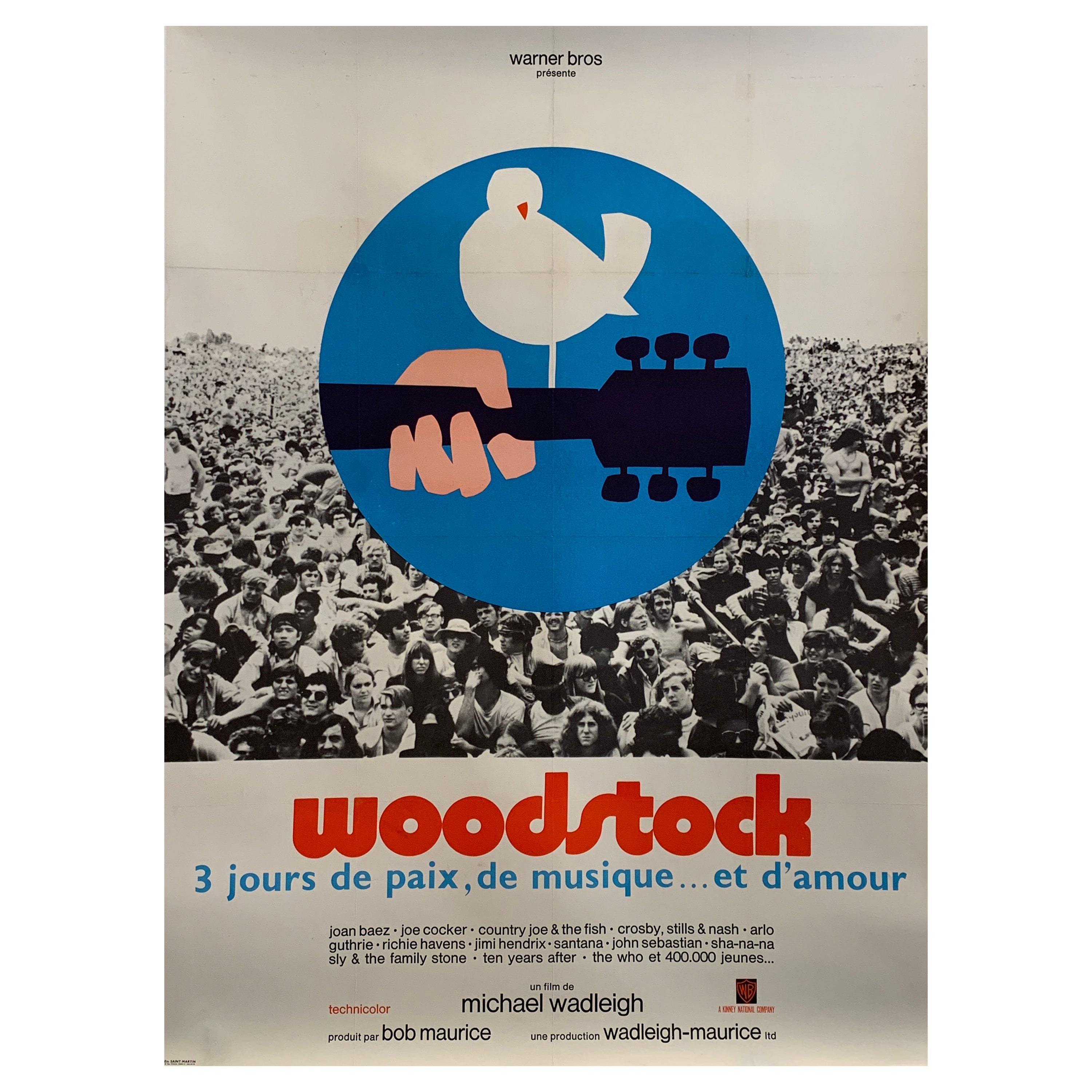 Affiche de film rétro originale, WOODSTOCK, 1970 en vente