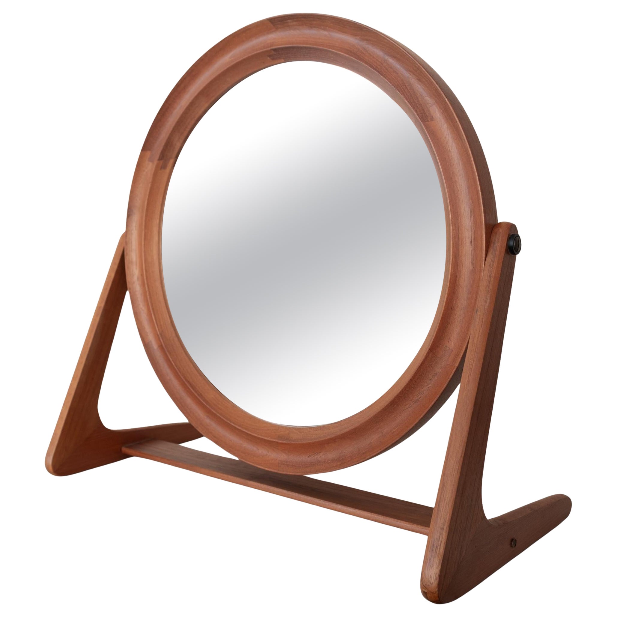 Pedersen and Hansen Danish Modern Teak Vanity or Table Top Adjustable Mirror For Sale
