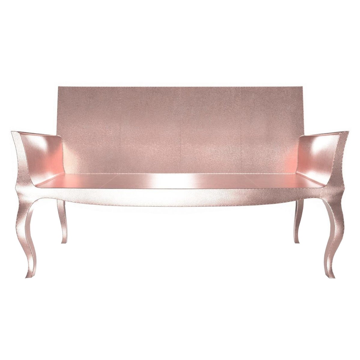Louise Settee Art Deco Benches in Fine Hammered Copper by Paul Mathieu For Sale