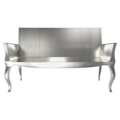 Louise Settee Art Deco Benches in Mid. Hammered White Bronze by Paul Mathieu