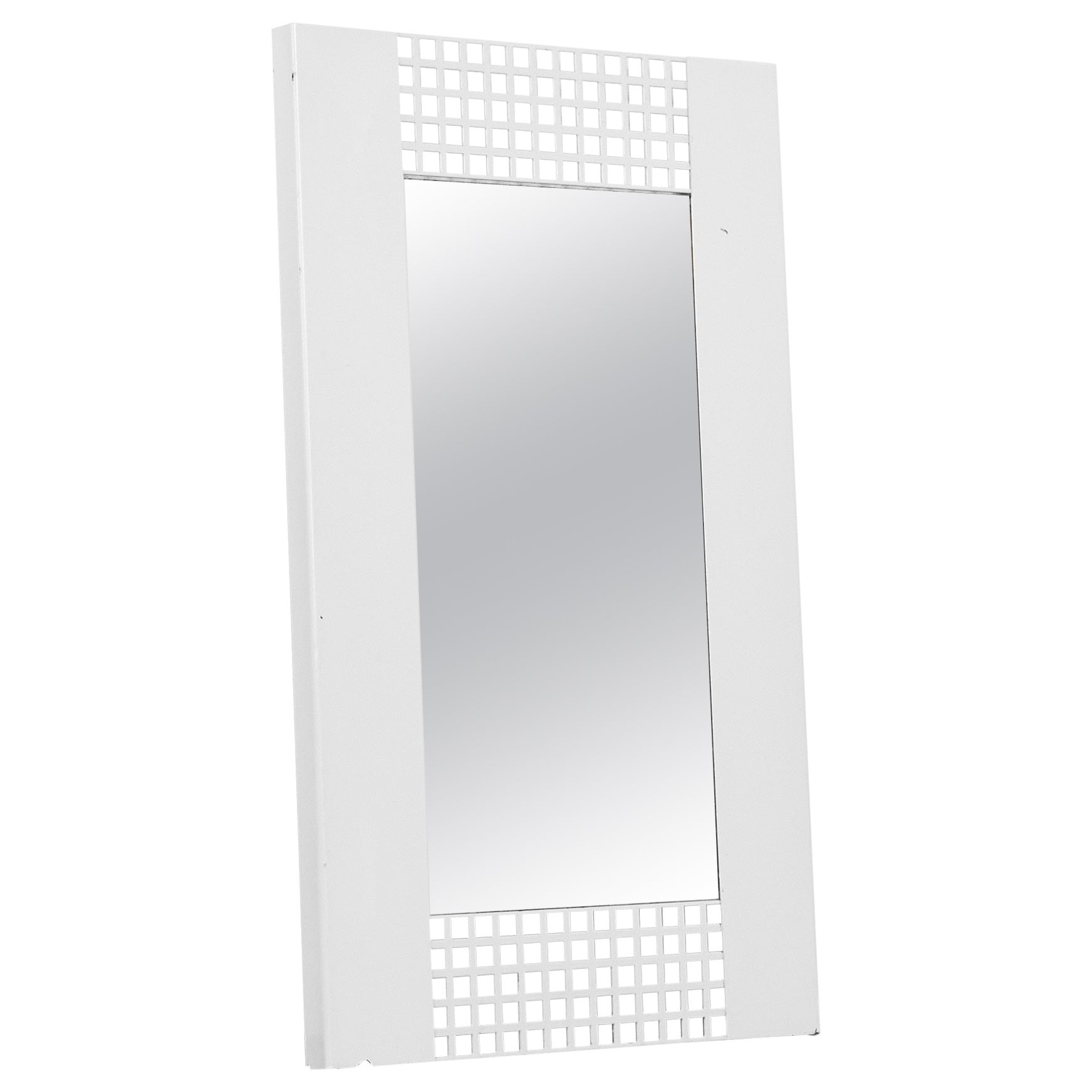 Josef Hoffmann Style Mirror in White Lacquered Metal 1970s